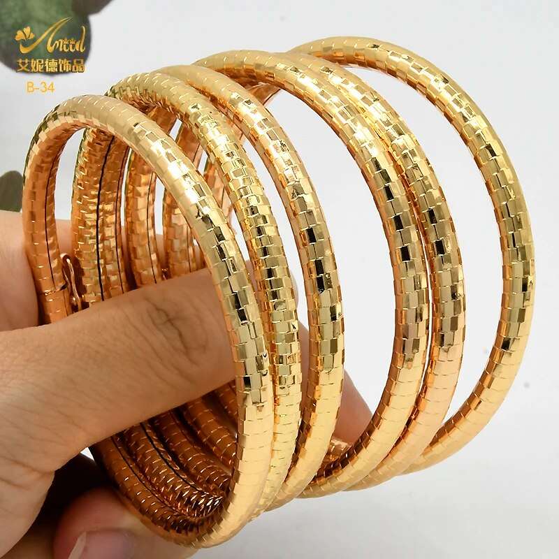 ANIID Dubai Bangles 24K Gold Color African Bracelet For Women Wholesale Designe image 14