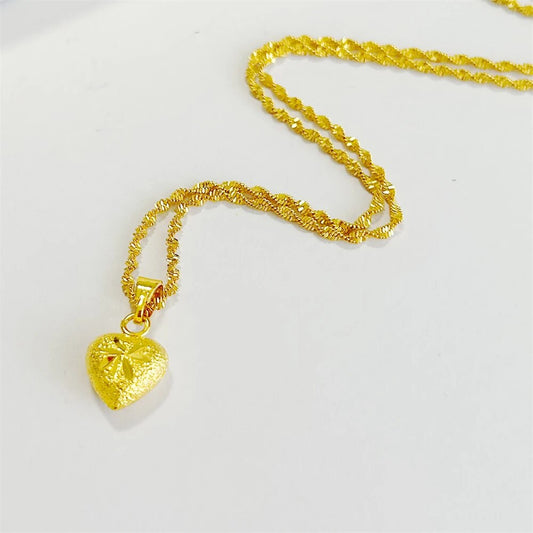 Women's Charm Necklaces 24k Yellow Gold Plated Heart Pendant Necklace Choker Co image 0