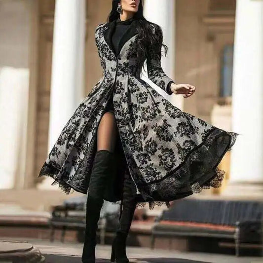 Women's Dress Autumn Winter Women's Coat 2022 Women's autumn winter lace stitch image 0