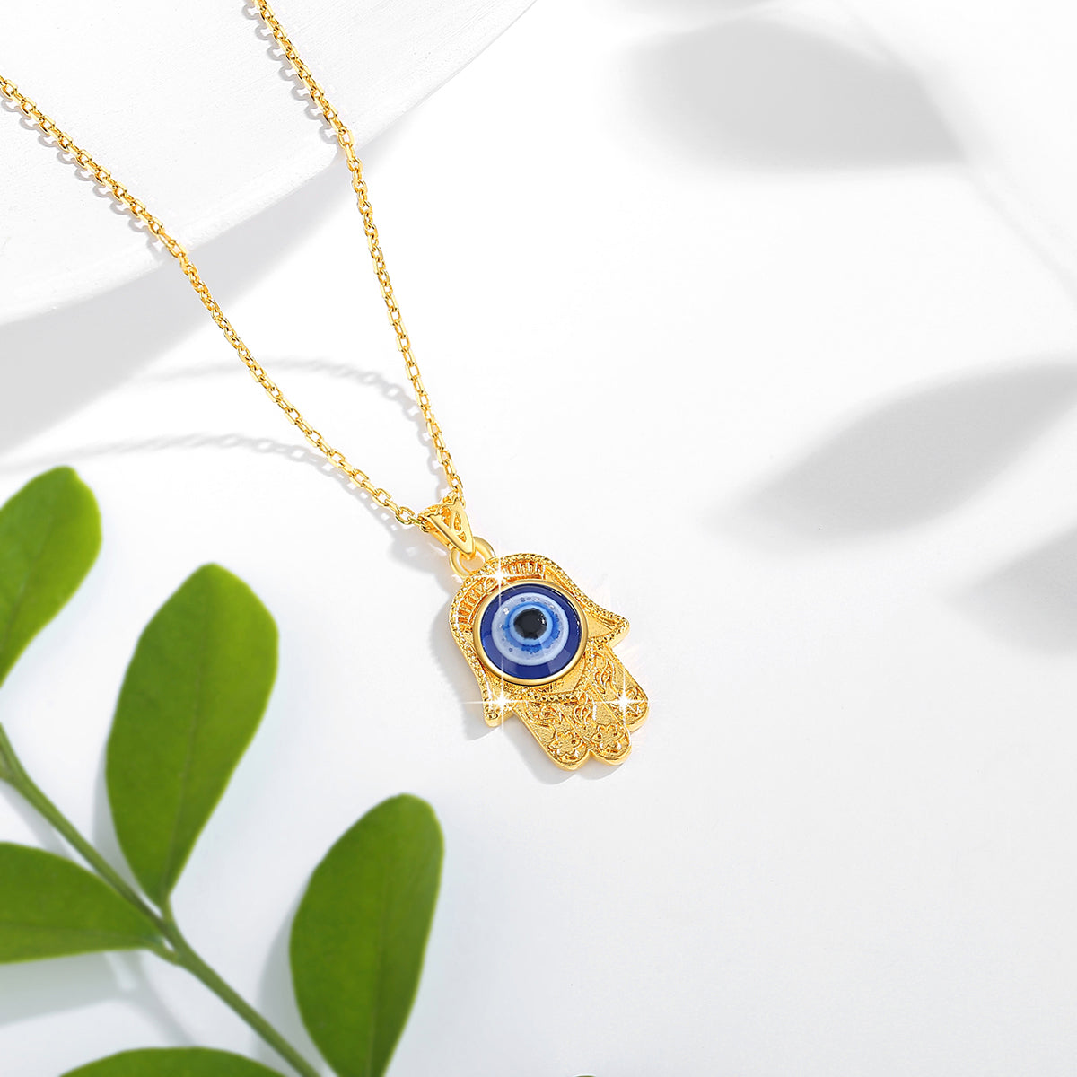 Szjinao 100% 18k Real Gold Evil Eye Necklace Hand Luxury Design With K Gold Cer image 6