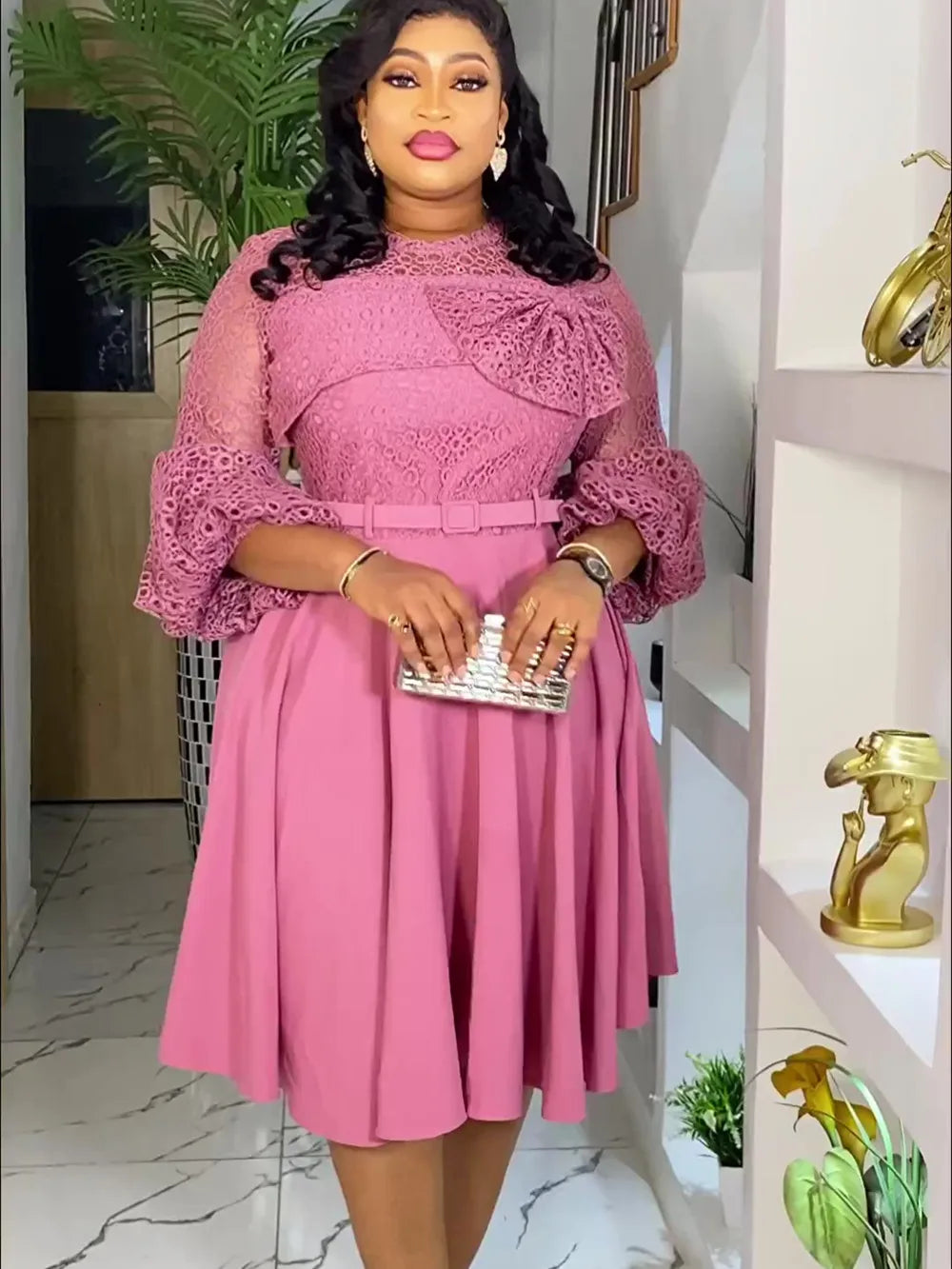 Plus Size African Party Dresses for Women 2024 New Fashion Dashiki Ankara Lace image 0