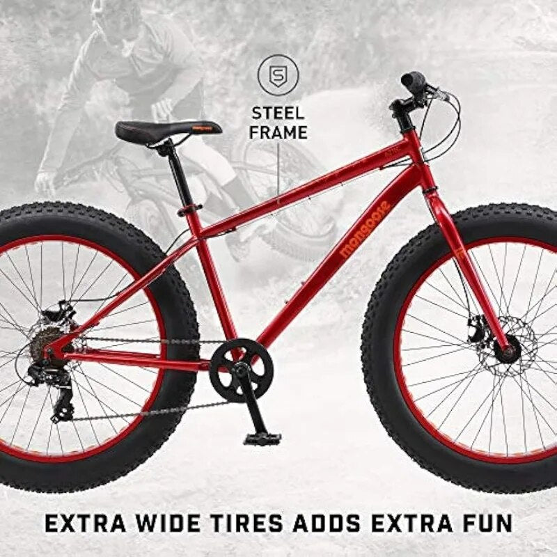 Aztec Mens and Womens Fat Tire Bike, 18-Inch Steel Frame, 26-Inch Wheels, 4-Inc image 1