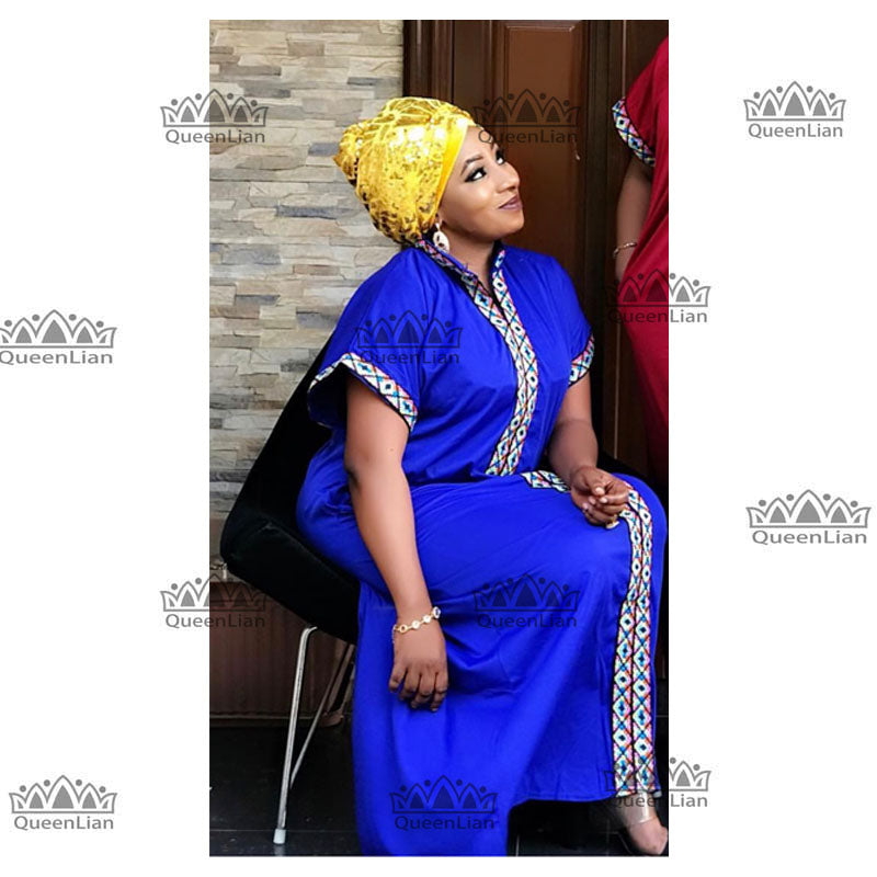 SPring Traditional African Collar Long Dress bazin CLothing Women Print Loose S image 2