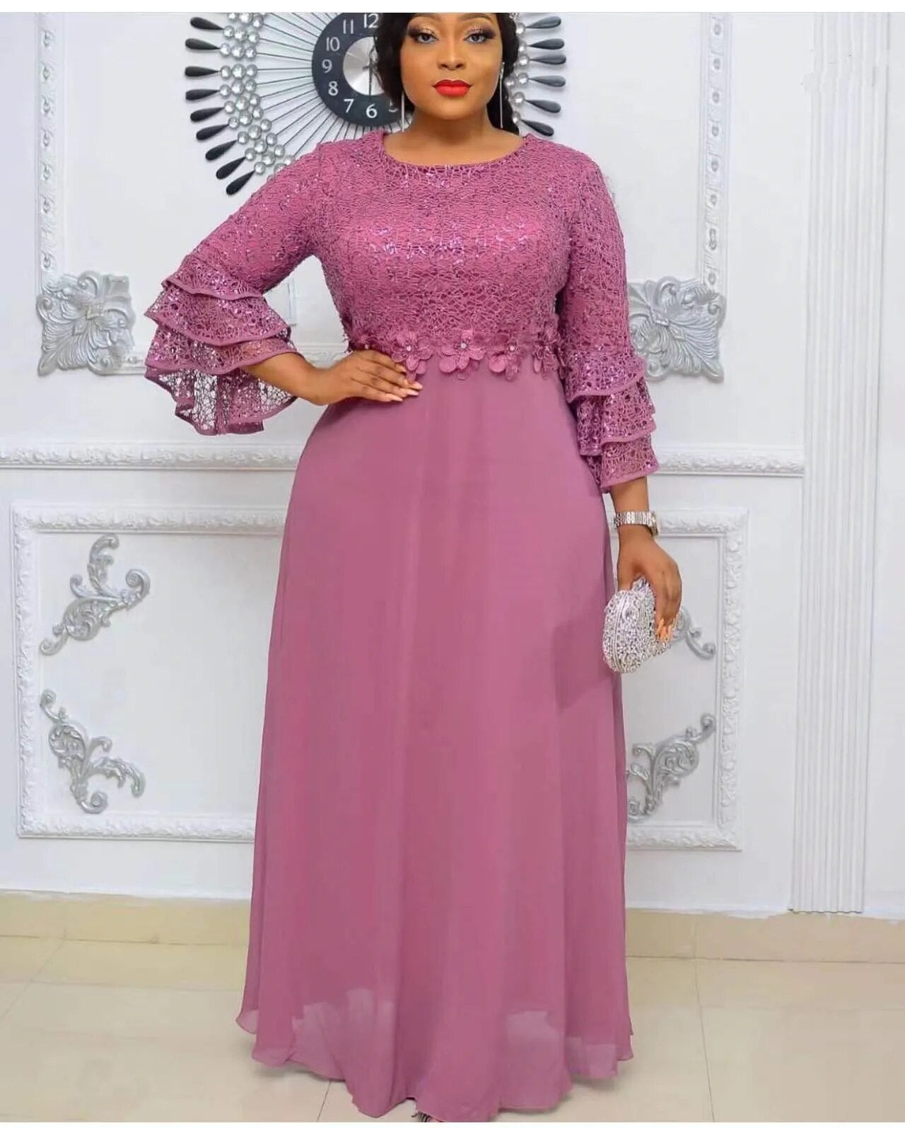 Plus Size African Party Dresses for Women New Fashion Dashiki Ankara Lace Weddi image 1