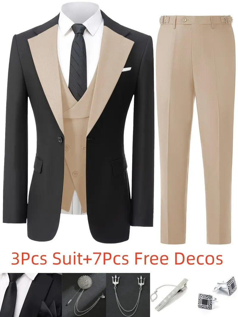 New Men's Suits 3 Pieces Groom Bestman Slim Fit Wedding Prom Party Tuxedo Elega image 4