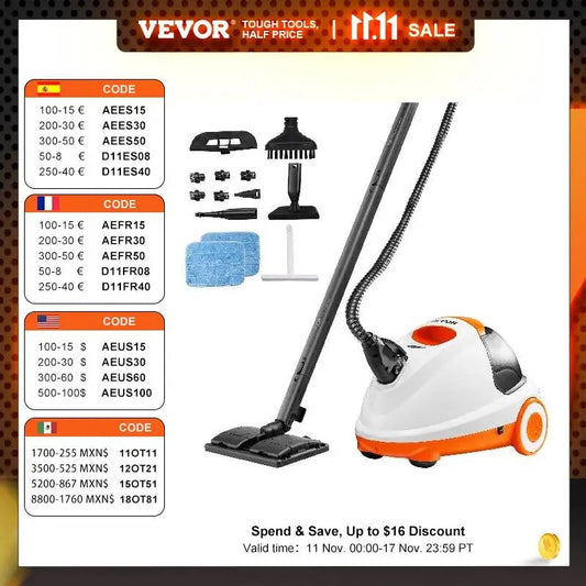 VEVOR Steam Cleaner W/ 85/51/45oz Tank Portable Steam Cleaner Chemical-Free Ste image 0
