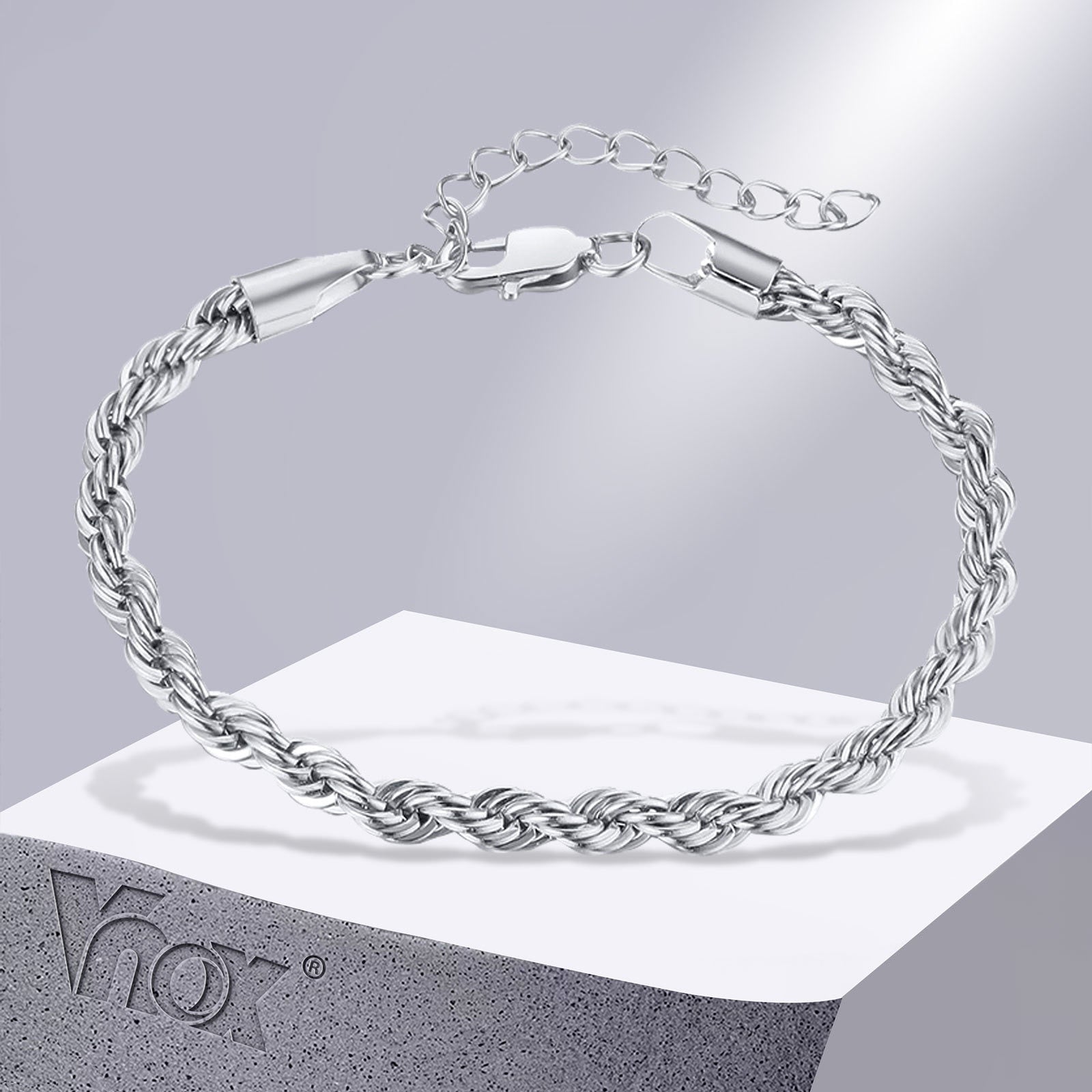 Vnox 2/3/4/5mm Twisted Chain Bracelets for Women Men, Gold Color Stainless Stee image 0