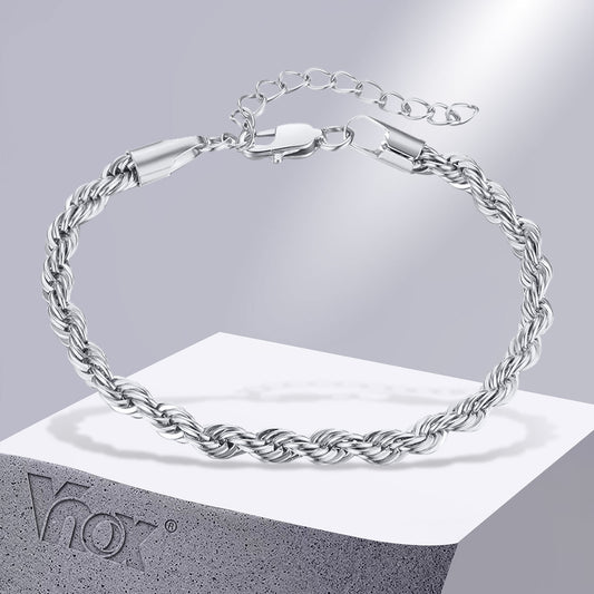 Vnox 2/3/4/5mm Twisted Chain Bracelets for Women Men, Gold Color Stainless Stee image 0