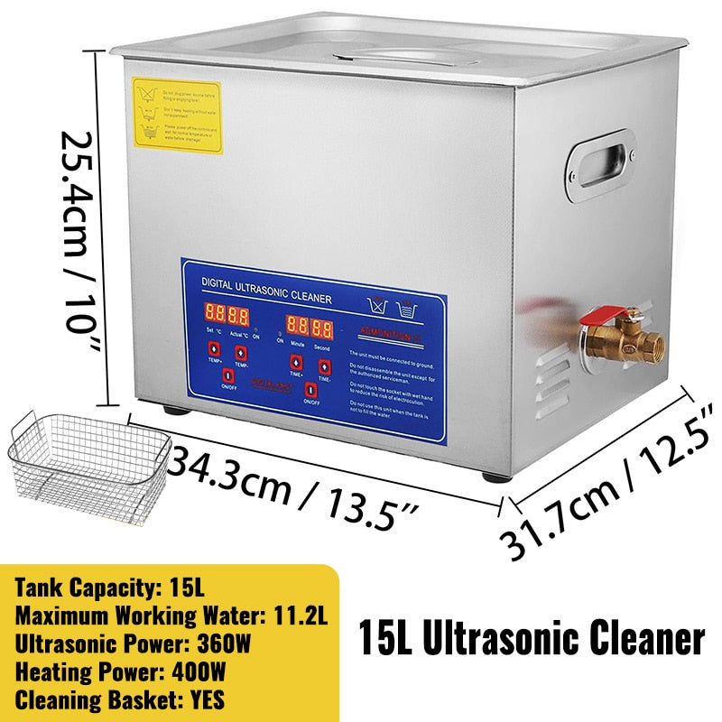 VEVOR 1.3L 2L 3L 6L 10L 15L 22L 30L Ultrasonic Cleaner Lave-Dishes Portable Was image 5
