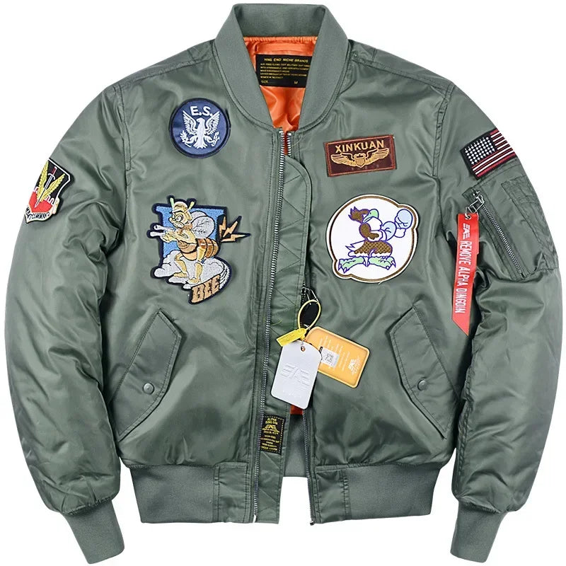 Winter Men Thicken Warm Flight Pilot Jacket Mens Casual MA1 Aviator Baseball Ai image 0