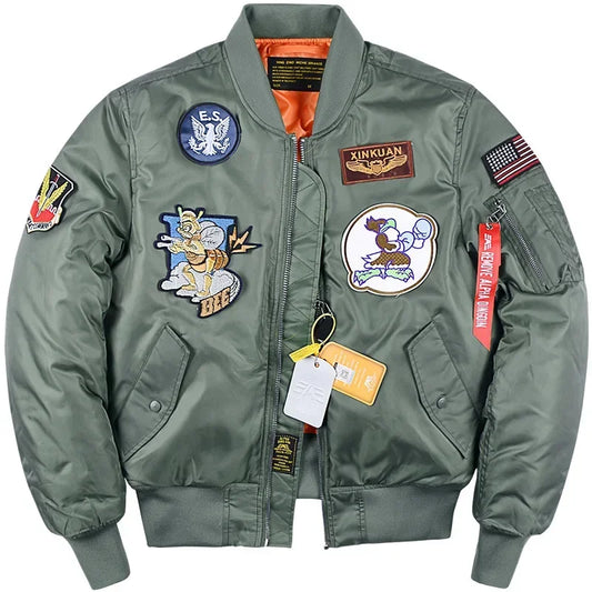 Winter Men Thicken Warm Flight Pilot Jacket Mens Casual MA1 Aviator Baseball Ai image 0