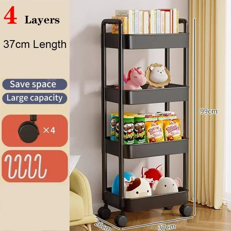 Bookshelf Storage Trolley Mobile Kitchen Organizer Cart With Wheels Multi-Layer image 2
