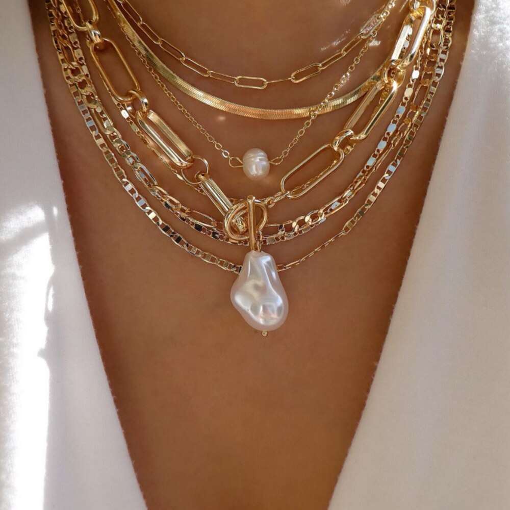 bls-miracle Bohemia Gold Color Multiple Styles Necklace For Women Trendy Multi- image 7