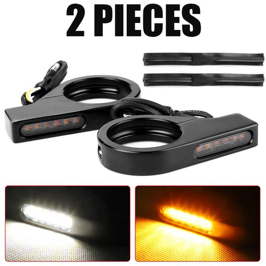 Motorcycle 39mm-41mm fork tubes front LED Turn Signal Light Amber flasher signa image 0