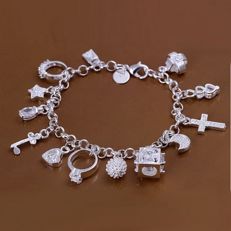 Noble 925 Sterling Silver Square Solid Chain Bracelet For Women Men Charm Party image 7