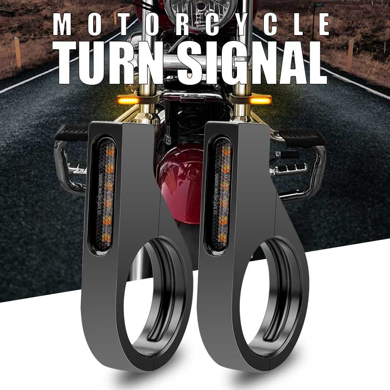 Motorcycle 39mm-41mm fork tubes front LED Turn Signal Light Amber flasher signa image 2