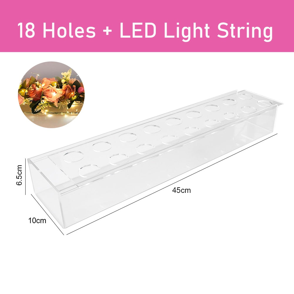 Transparent Acrylic Long Flower Vase Clear Rectangular Vase For Dining Table Ho image 5