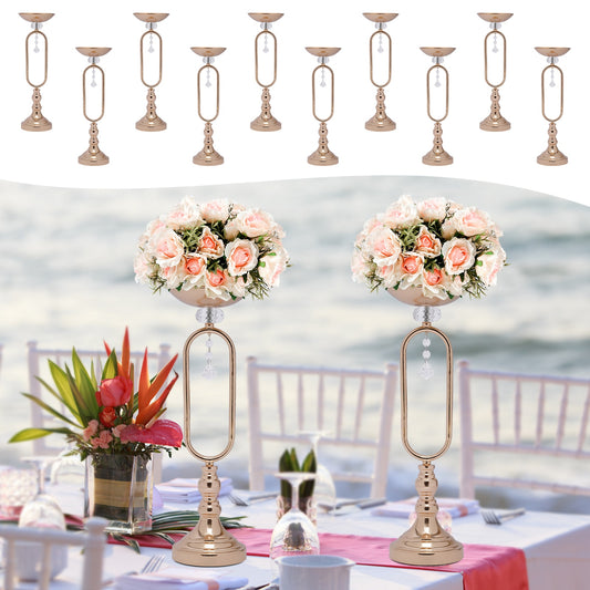19.5in Tall Metal Flower Display Vases Stand Set Gold Flower Vase Wedding Candl image 0