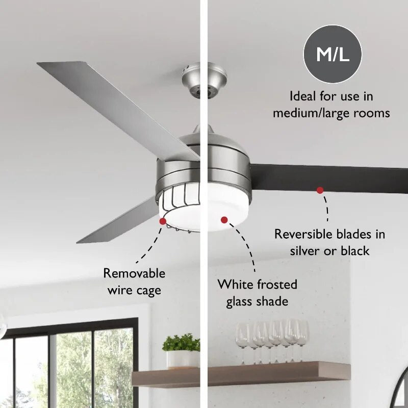 LED Ceiling Fan in Brushed Nickel, 52-Inch image 5