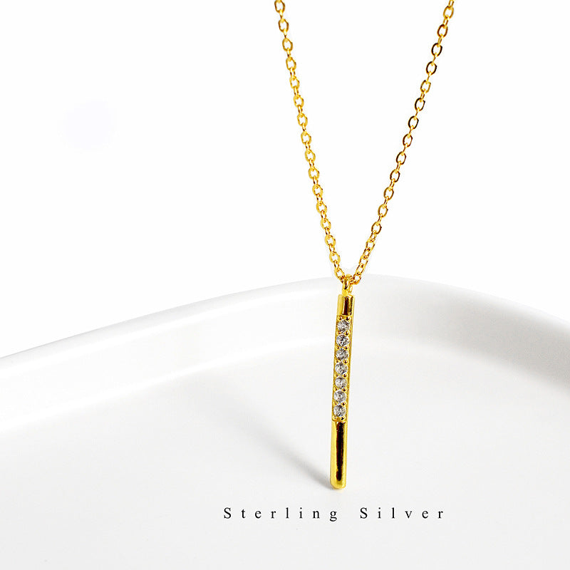 Chic S925 Pure Necklace with Korean K Gold High-Grade Lock Necklace, Zirconium image 3