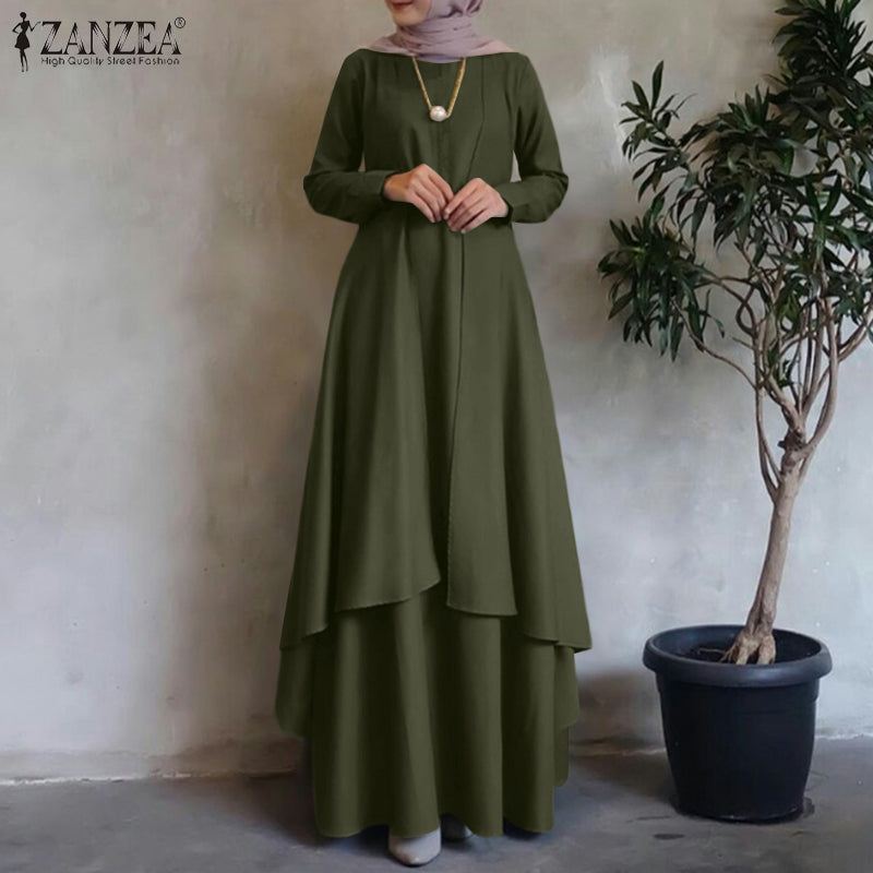 Irregular Hem Loose Long Dress Dubai Turkey Abaya Hijab Sundress Oversized ZANZ image 1