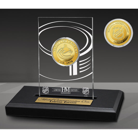 Highland Mint Vancouver Canucks Acrylic Gold Coin Desk Top Display image 0