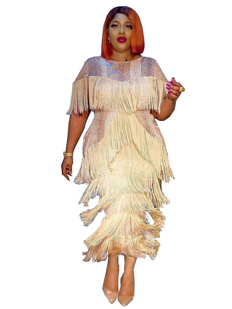 Elegant Party Dresses For Women 2024 Summer Tassel Bodycon Maxi Robe Dashiki Af image 8