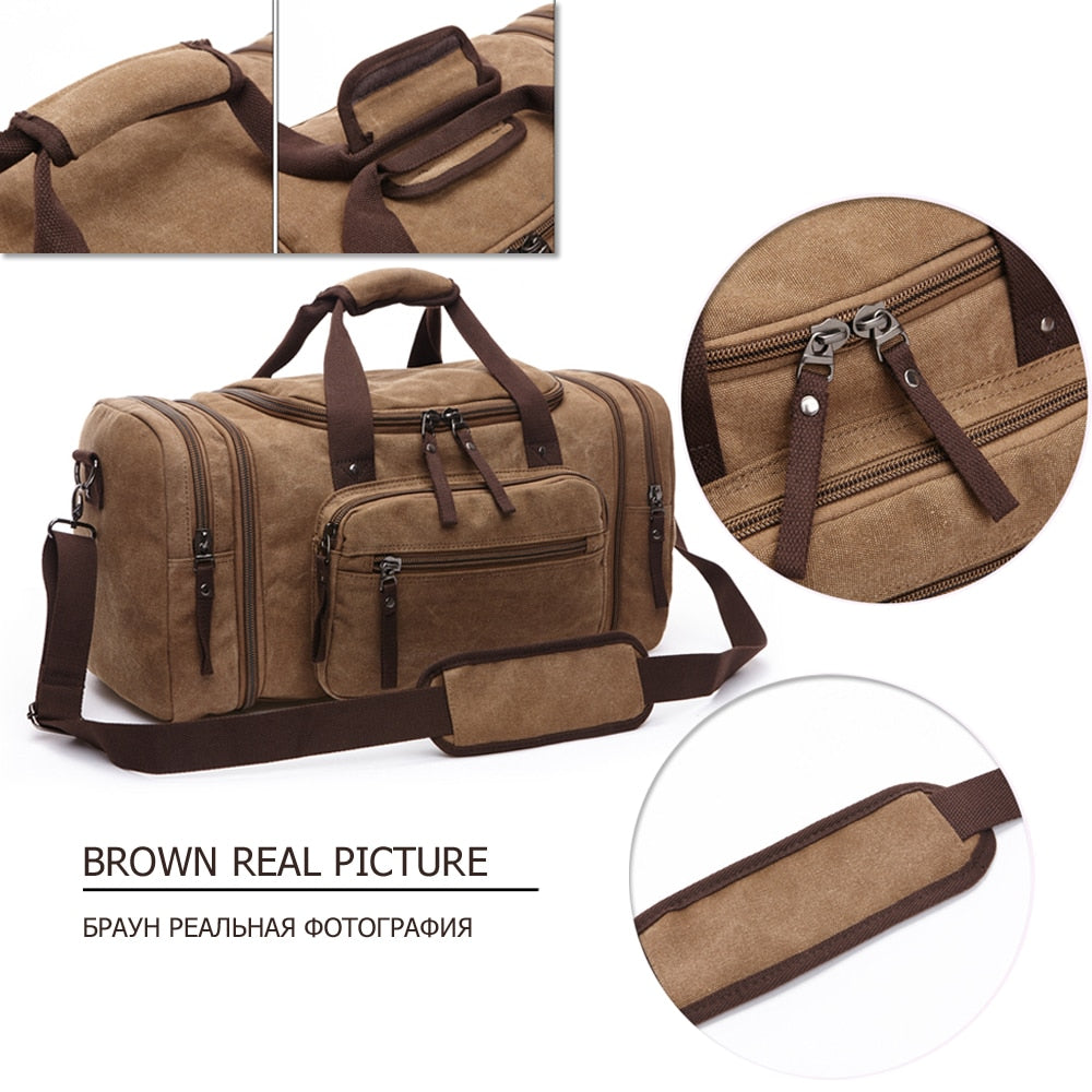MARKROYAL Canvas Travel Bags Large Capacity Carry On Luggage Bags Men Duffel Ba image 8