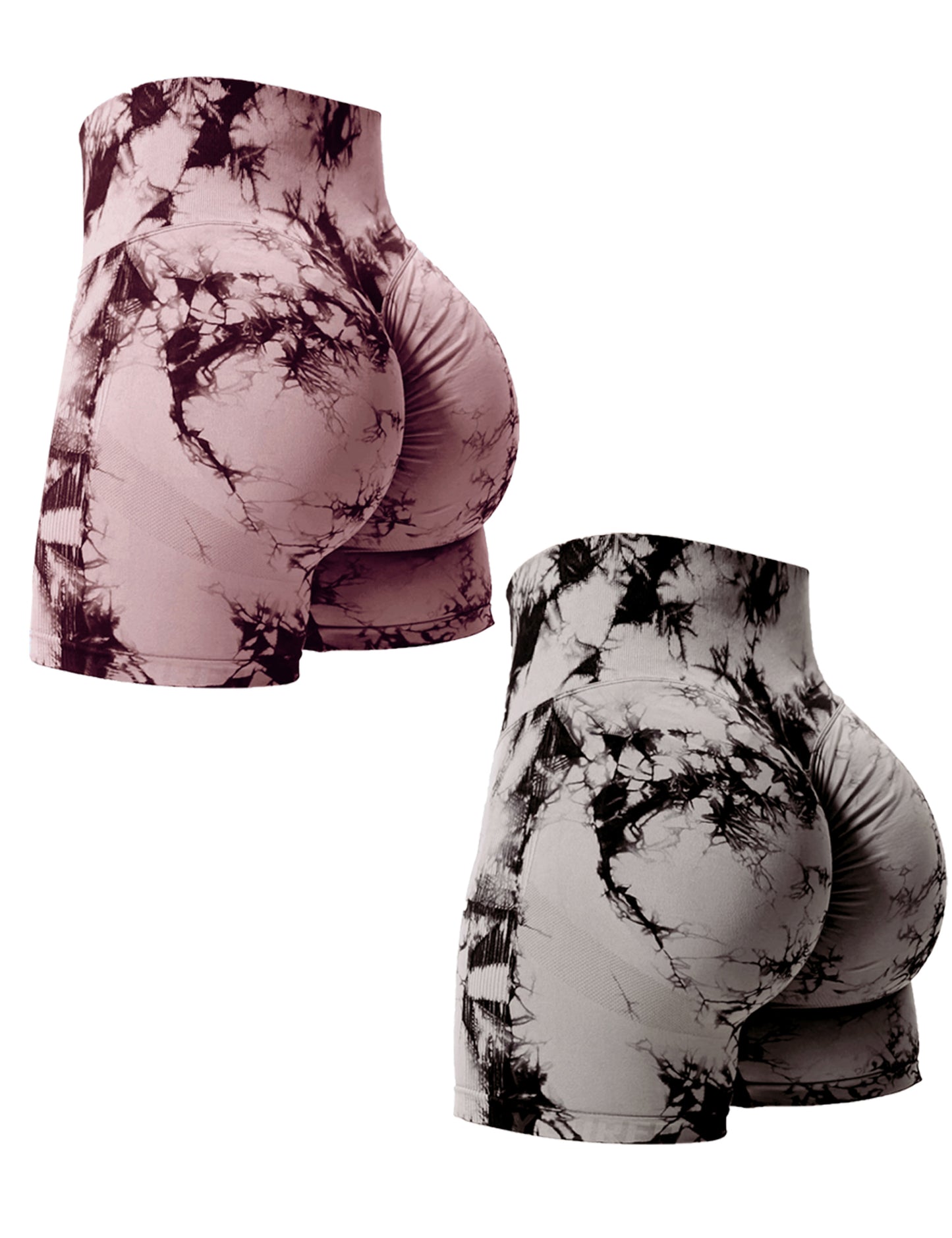 2PCS Tie Dye Butt Lifting Sexy Gym Shorts Woman Skinny Stretch High Waist Sport image 1