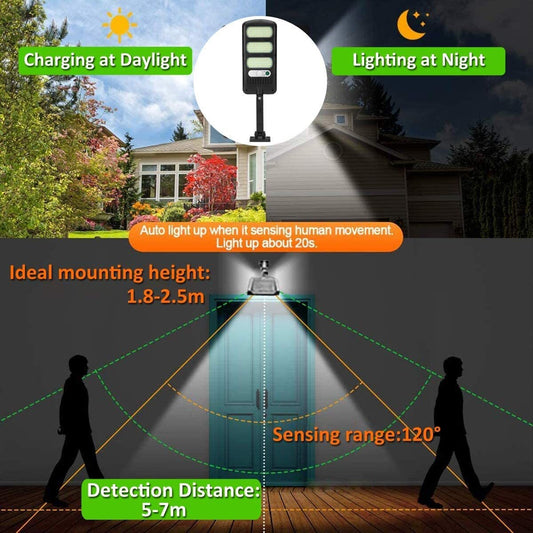 2Pcs 213LED Solar Street Lights Solar Lights Outdoor 3 Light Mode Waterproof Mo image 0