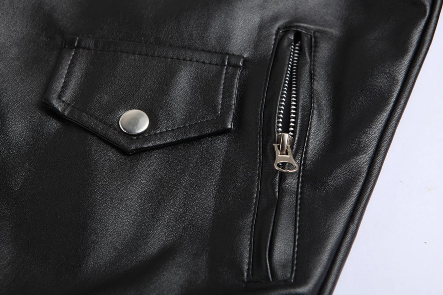 2024 Mens Fashion Leather Jacket Slim Fit Stand Collar PU Jacket Male Anti-wind image 5