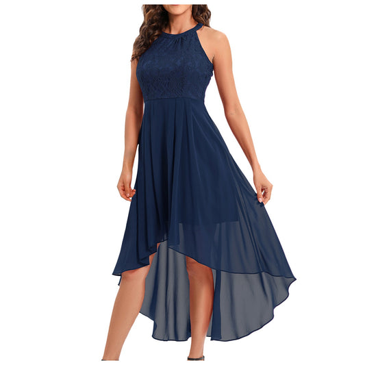 Elegant Lace Chiffon Party A Line Dresses Women Sexy Off Shoulder Irregular For image 0