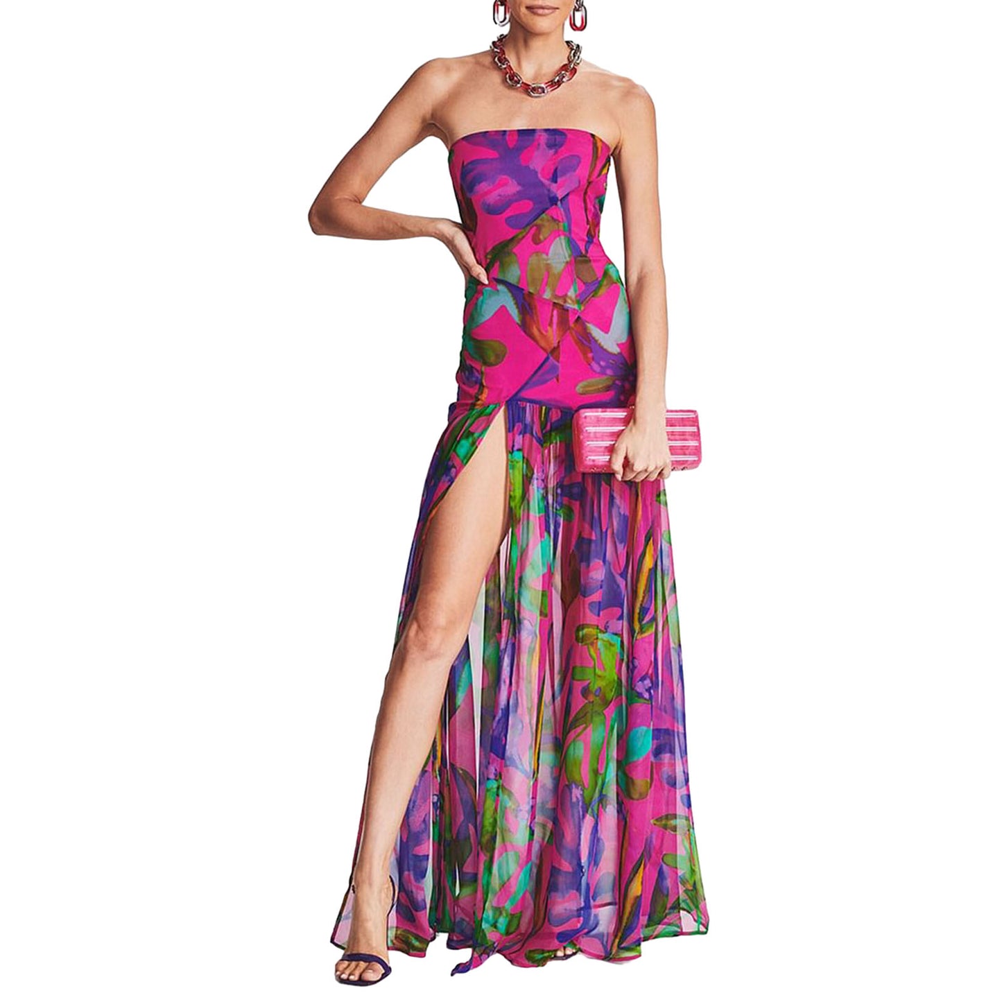 Women s Off Shoulder Ruffle Sleeve Floral Print Maxi Dress with Belt for Beach  image 2
