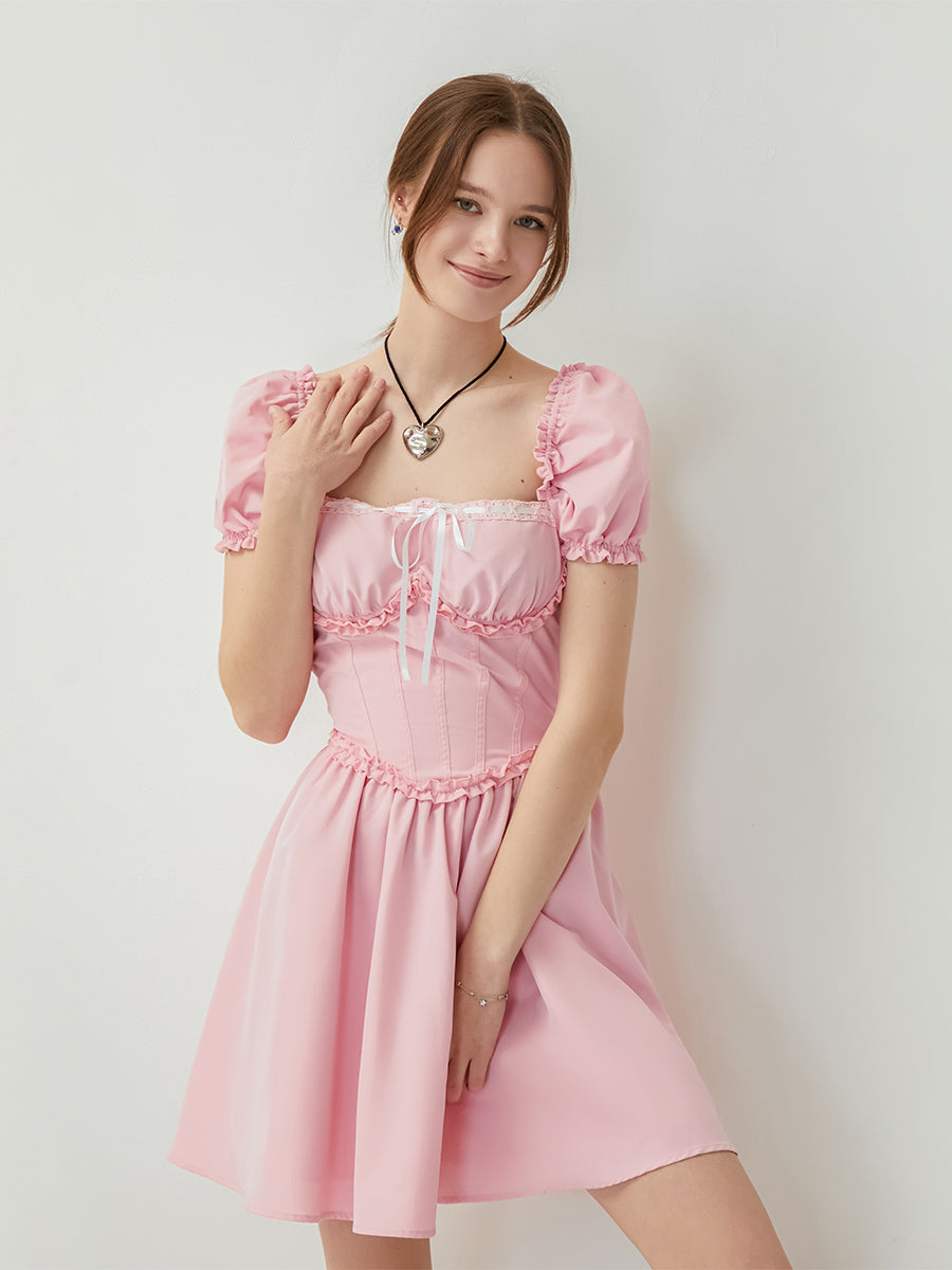 Elegant V-Neck Sleeveless Maxi Dress with Lace Detailing and Ruffled Hemline fo image 6