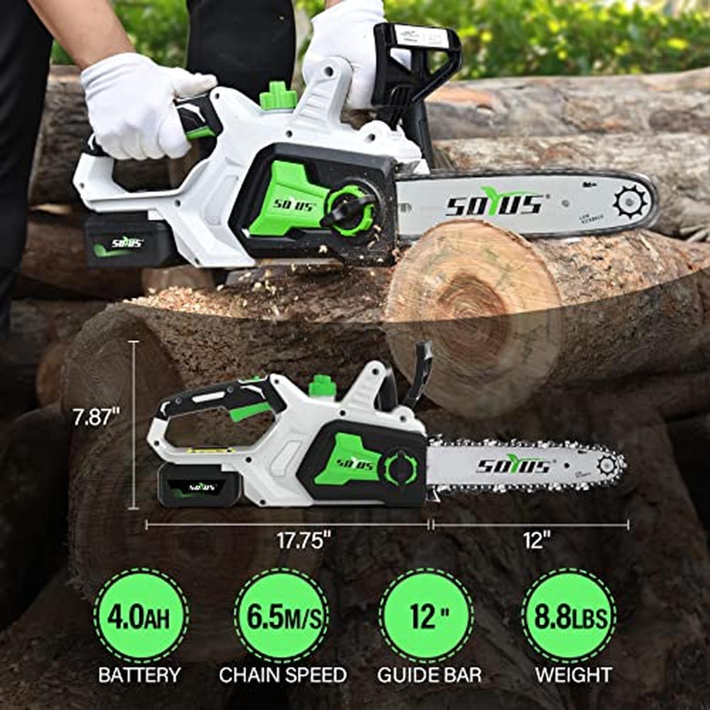 Cordless Battery Chainsaw 20V Brushless Electric 12 Inch Chainsaw 4.0Ah Lithium image 1