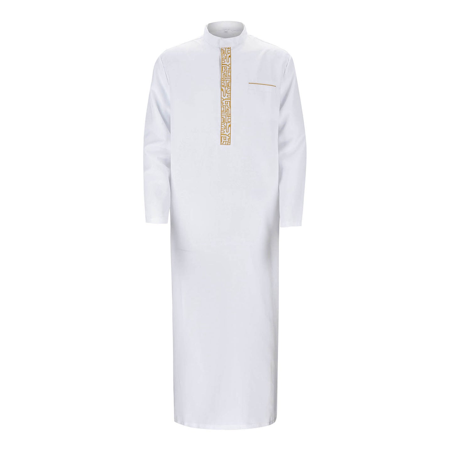 New 2024 Arab Men's Robe Abaya White Muslim Printed Clothing Men's Robe Long Dr image 2