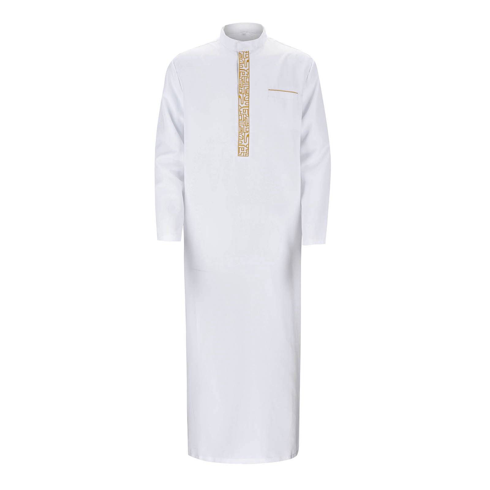 New 2024 Arab Men's Robe Abaya White Muslim Printed Clothing Men's Robe Long Dr image 2