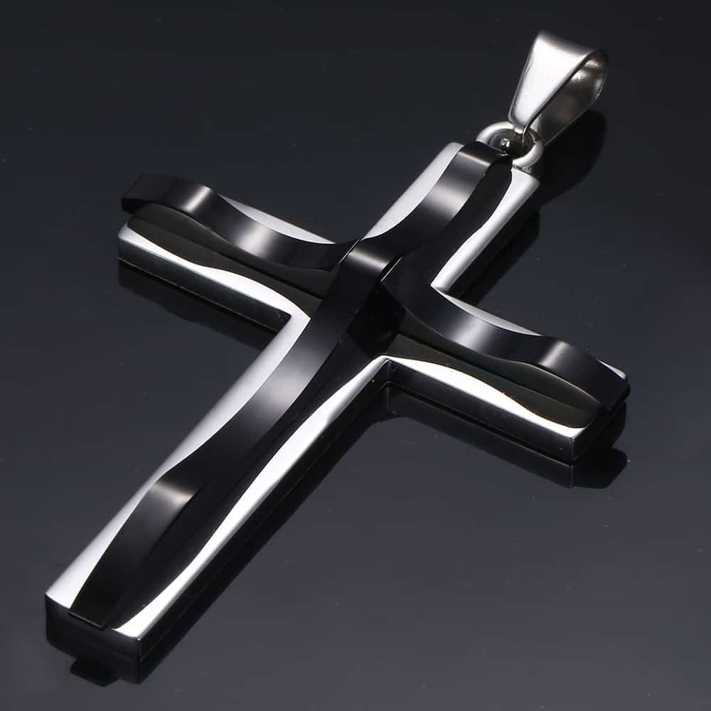 Gold Silver Color Cross Pendant Necklace For Men  Stainless Steel Pendant Neckl image 8