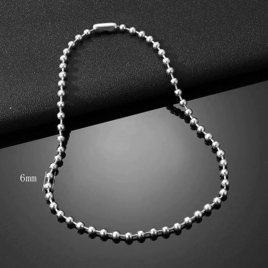 3/6/8mm Stainless Steel Ball Bead Necklaces For Women Men Gold/Silver Color Met image 0