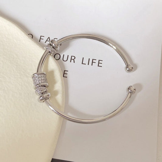 Gold Plated Cuff Bangle Copper Material Cubic Zircon Stone Rhodium Plated Size image 0