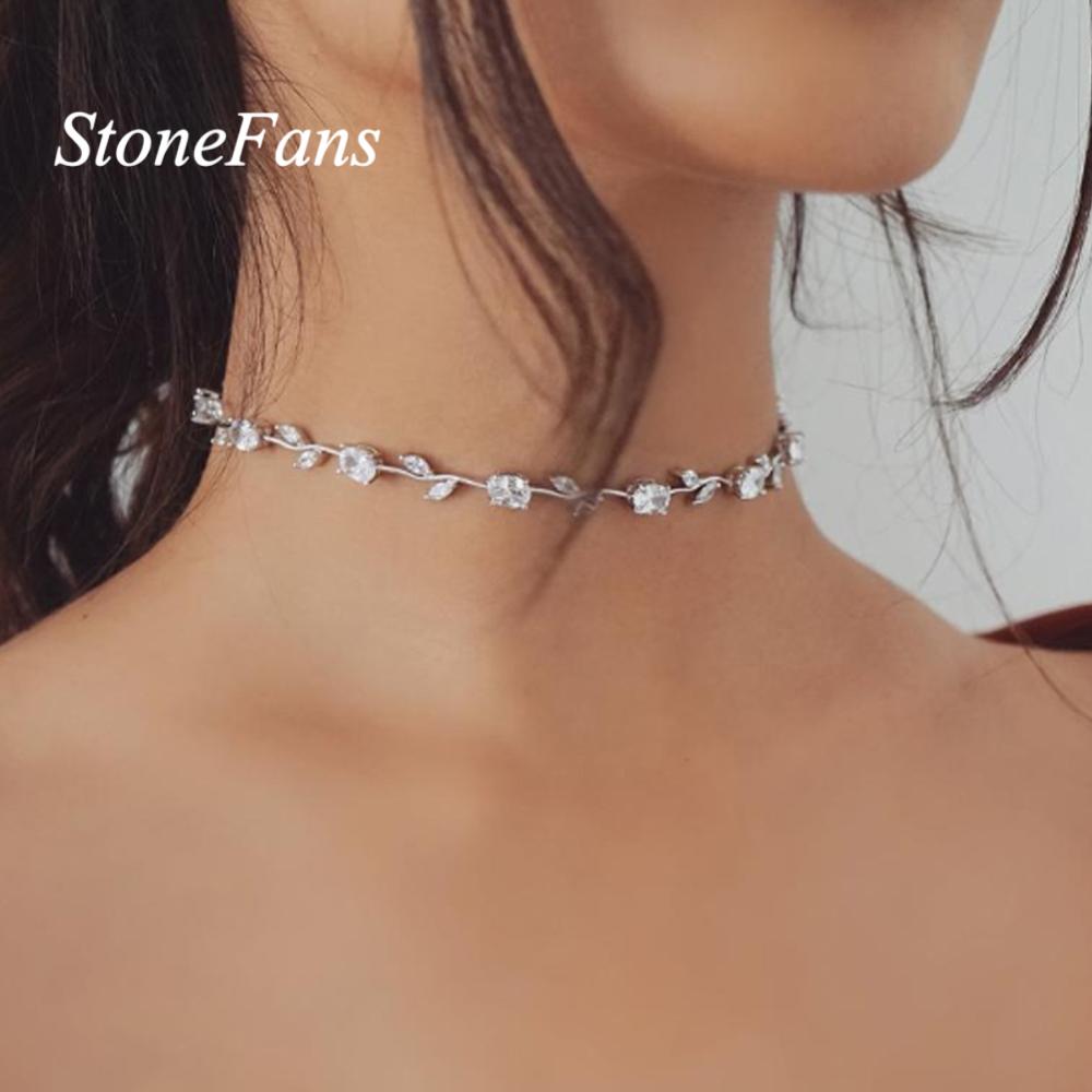 StoneFans New Crystal Rhinestone Choker Necklace Gold Women Zirconia image 5