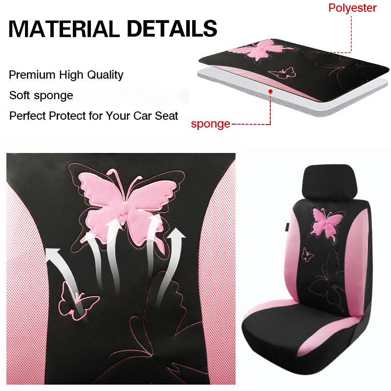 Embroidery Car Seat Covers Polyester Fabric with Airmesh Cloth Universal Size F image 6