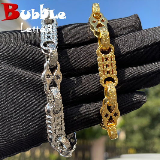 Bubble Letter Punky Bracelet for Men Real Gold Plated Iced Out Hip Hop Fashion image 0