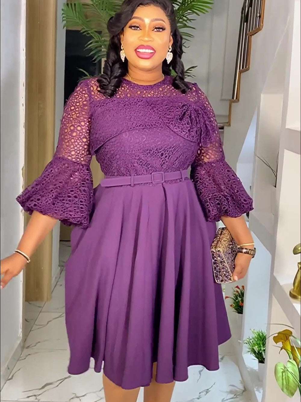 Plus Size African Party Dresses for Women 2024 New Fashion Dashiki Ankara Lace image 3
