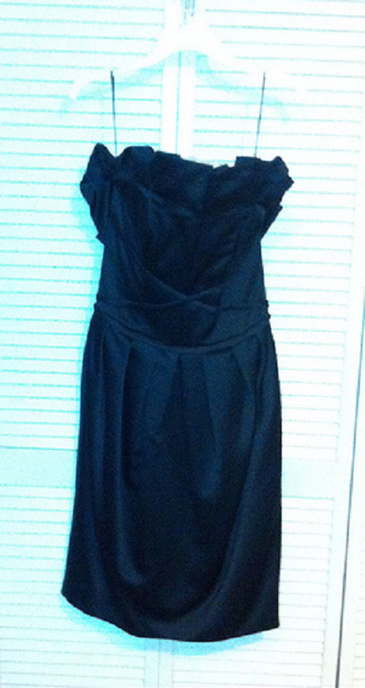 Victor Costa Women Satin Black Folding-Bust-Line Sleeveless Full-Length Size 10 image 0