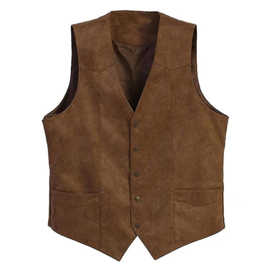 Men s  Fit V-Neck Suit Vest with Button Closure and Curved Hemline Sleeveless S image 0