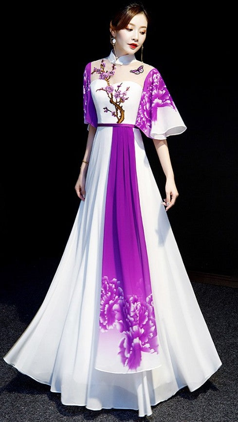 Long Ao Dai Vietnam Style Dress For Women Traditional Ethnic Clothing Elegant G image 3
