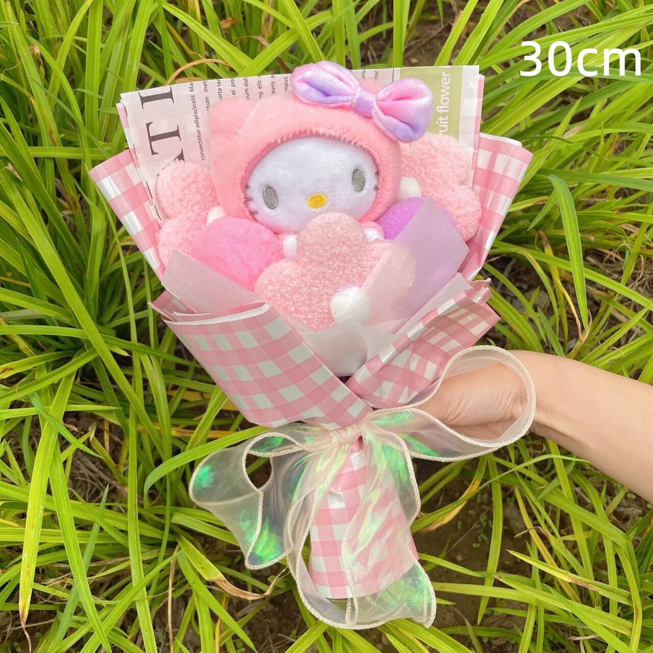 Kawaii Hello Kitty Cat Plush Dolls  Rose Soap Flowers Bouquet Christmas Valenti image 12