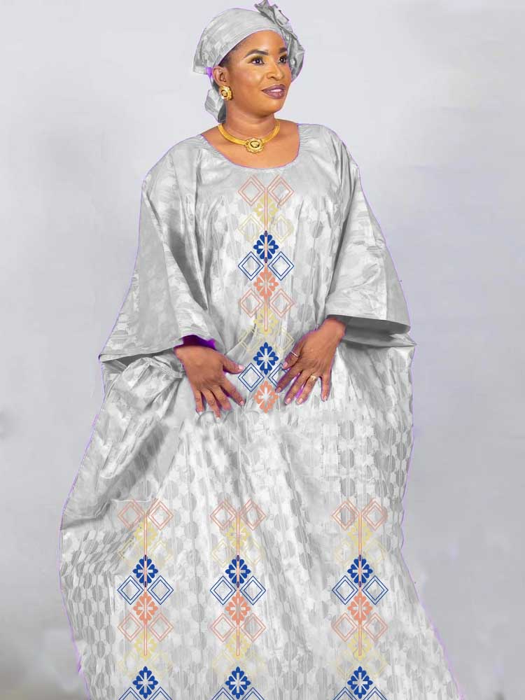 2023 Bazin Riche Turkey Dresses African Dashiki Robe For Gambia Guinea Traditio image 0