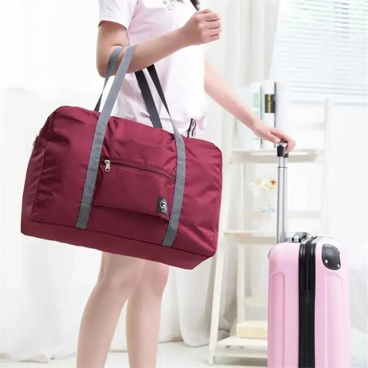 1Pc Red/Navy/Green Multifunctional Folding Travel Bag Single Shoulder Hand Lugg image 0
